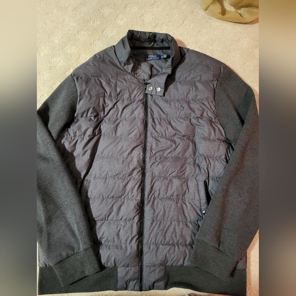 Polo Ralph Lauren Hybrid Quilted Down Puffer Bomber Jacket grey XL - Picture 1 of 6